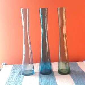 Set of blue and green Vases Boho Coastal MCM